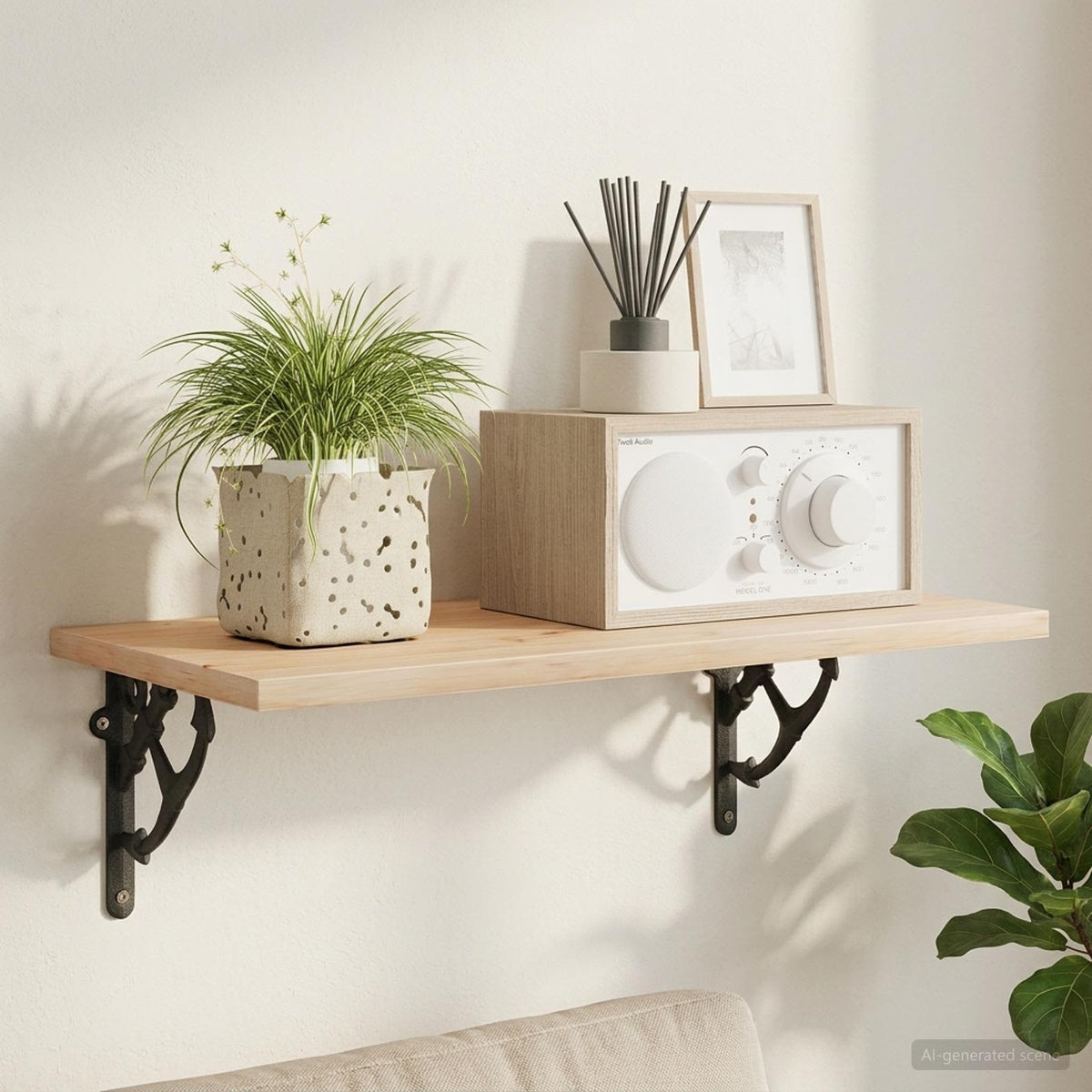 Wandplank Beugels 12 st Zwart 10 x 10 x 3 cm Staal