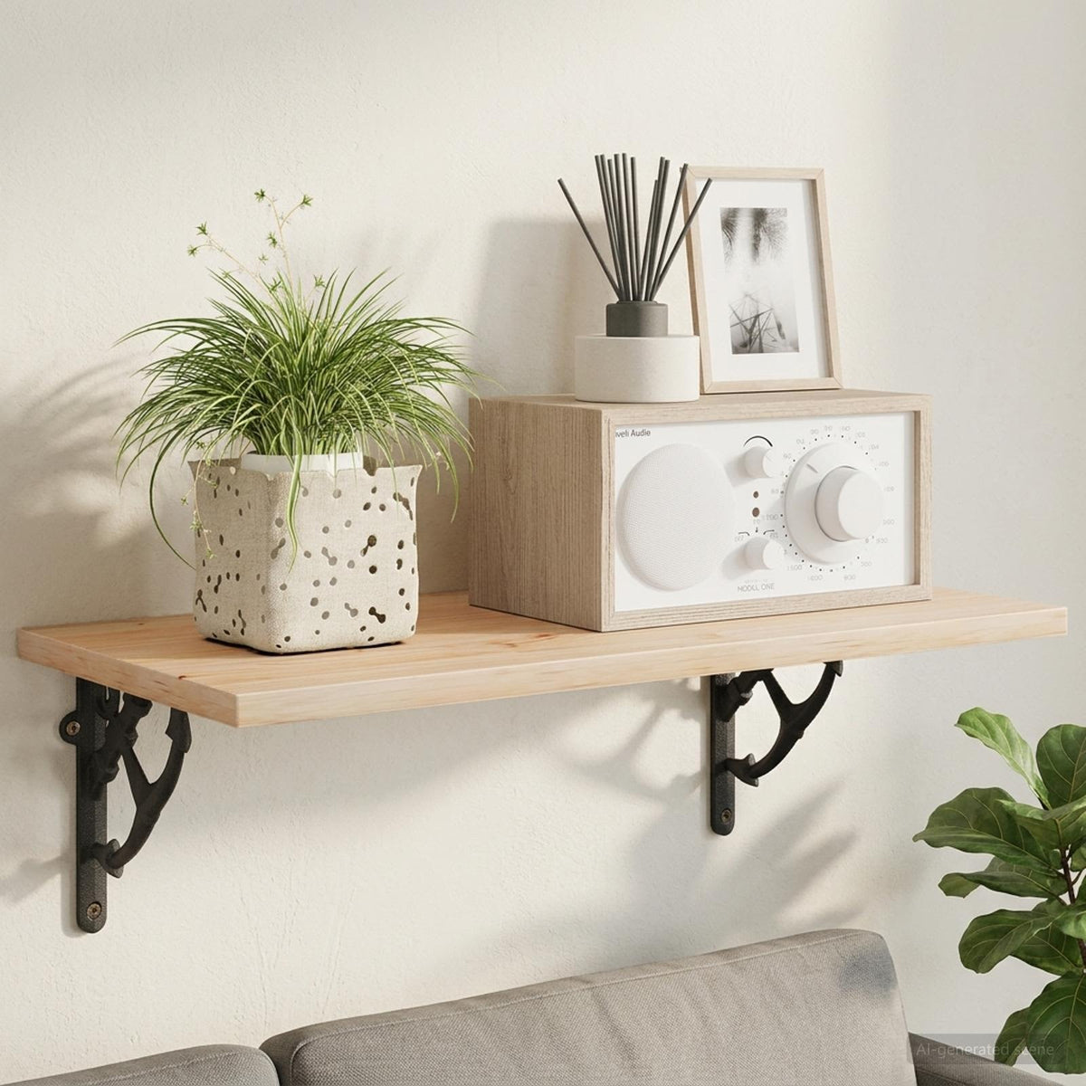Wandplank Beugels 2 st Zwart 14,5 x 14,5 x 3,5 cm Staal