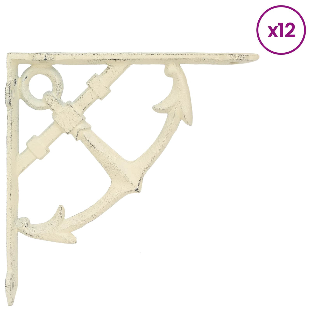 Wandplank Beugels 12 st Antiek wit 14.5 x 14.5 x 3.5 cm Staal