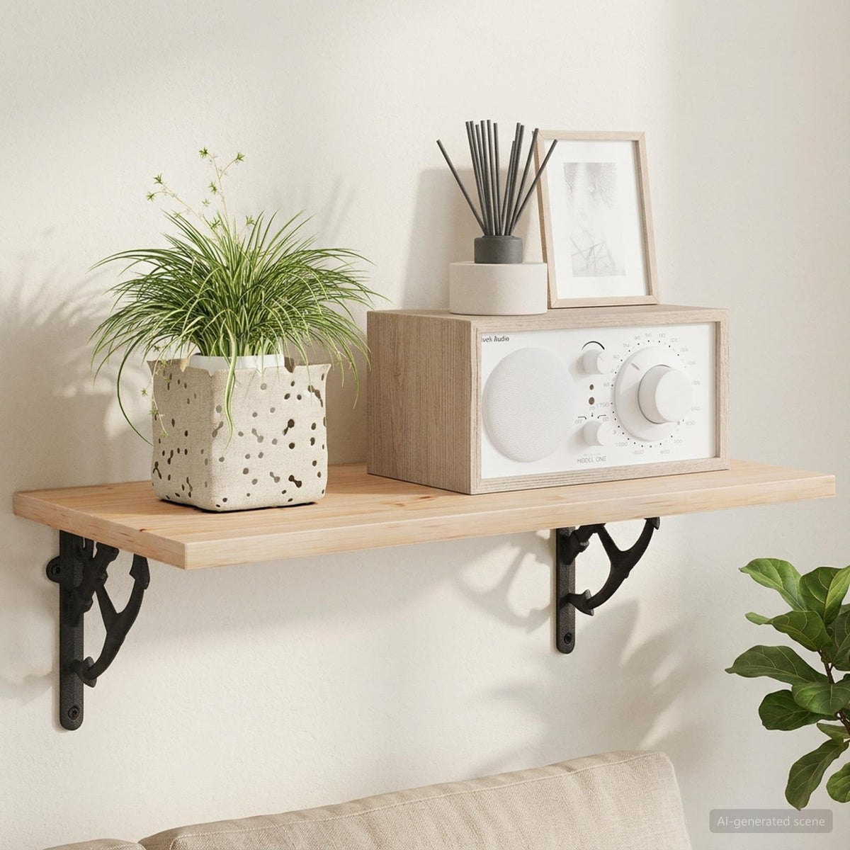Wandplank Beugels 2 st Zwart 21 x 21 x 3.5 cm Staal