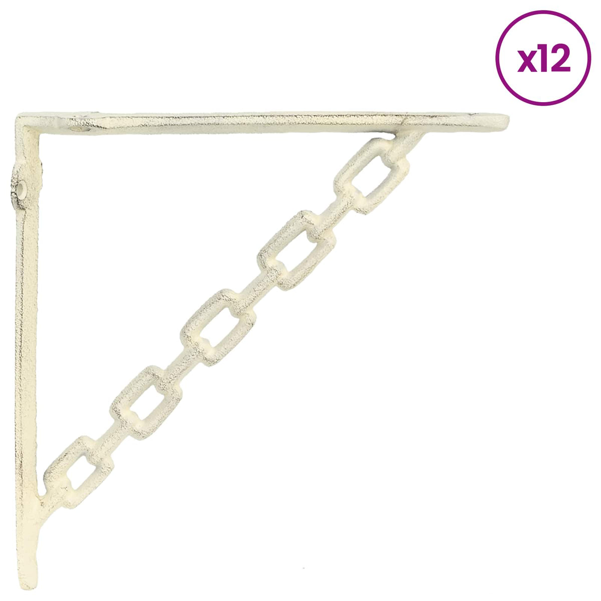 Wandplank Beugels 12 st Antiek wit 10,5 x 10,5 x 3 cm Staal