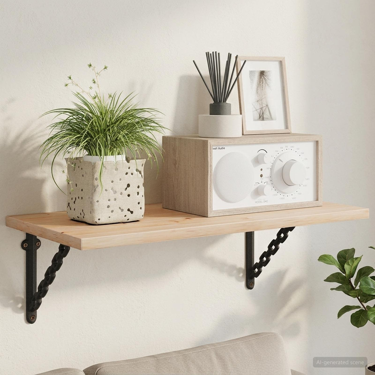 Wandplank Beugels 2 st Zwart 14,5 x 14,5 x 3 cm Staal