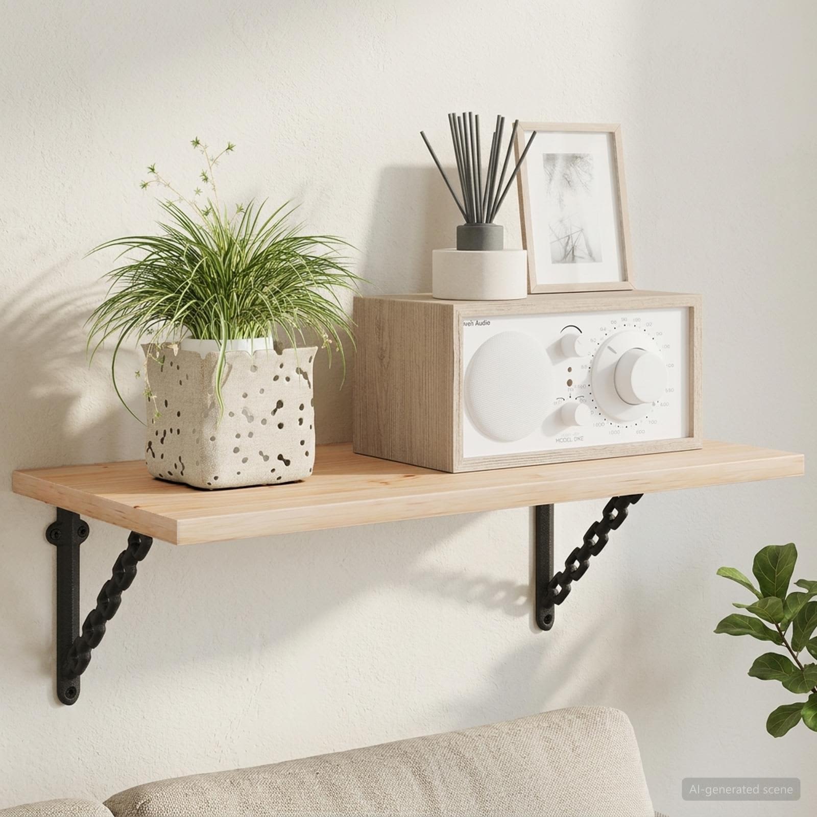 Wandplank Beugels 12 st Zwart 14,5 x 14,5 x 3 cm Staal