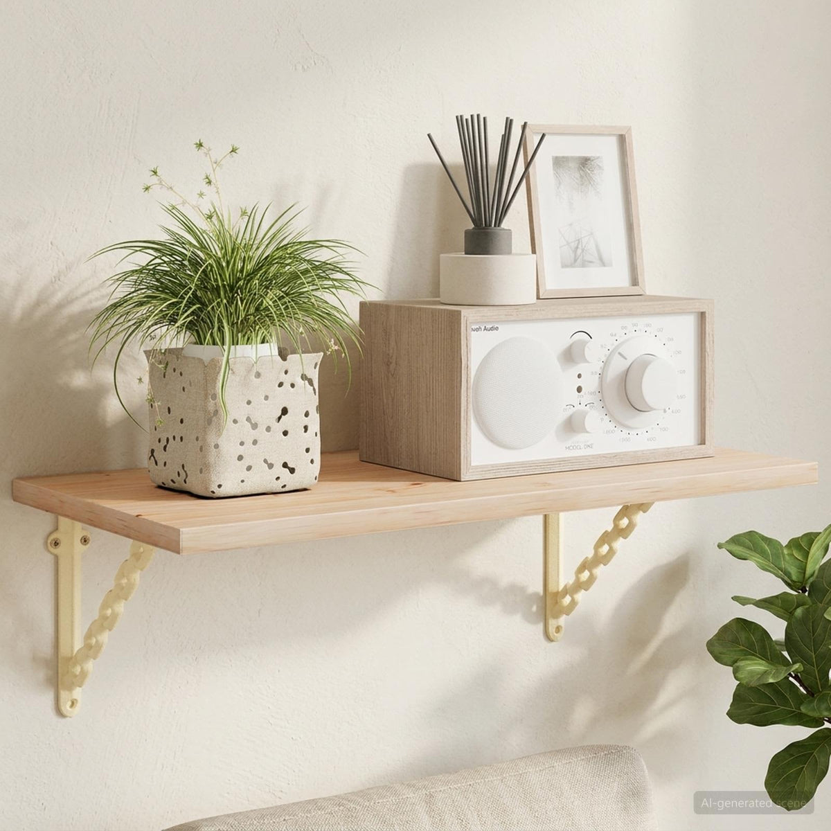Wandplank Beugels 2 st Antiek wit 21 x 21 x 3,5 cm Staal