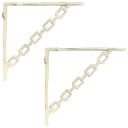 Wandplank Beugels 2 st Antiek wit 21 x 21 x 3,5 cm Staal