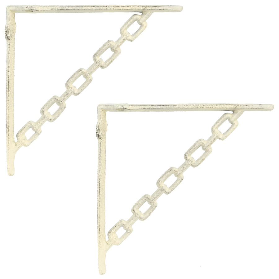 Wandplank Beugels 2 st Antiek wit 21 x 21 x 3,5 cm Staal