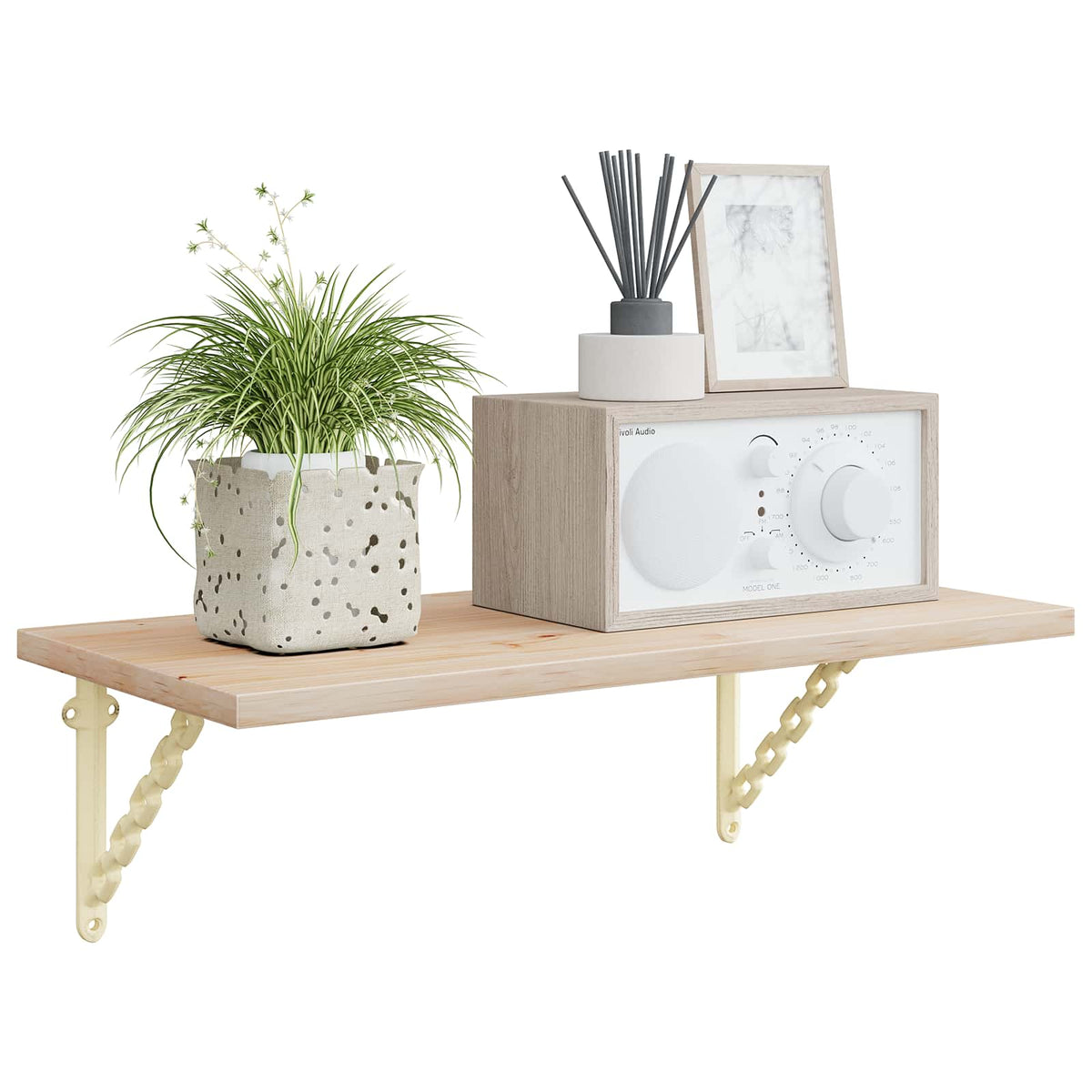 Wandplank Beugels 2 st Antiek wit 21 x 21 x 3,5 cm Staal
