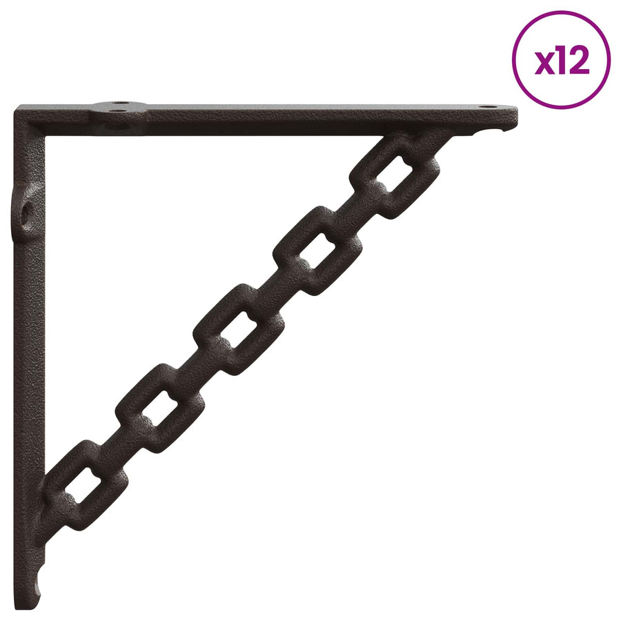 Wandplank Beugels 12 st Antiek Bruin 21 x 21 x 3,5 cm Staal