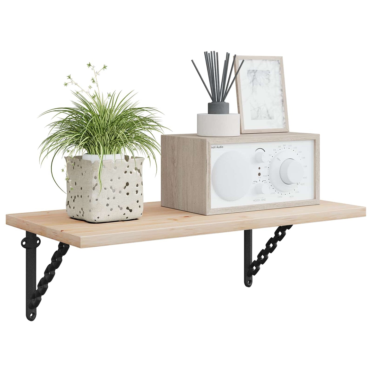 Wandplank Beugels 12 st Zwart 21 x 21 x 3,5 cm Staal