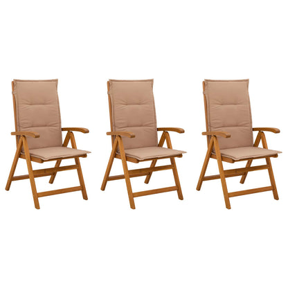 Recliner Tuinstoelen 3 st Naturel Massief Acaciahout