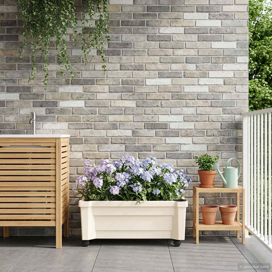 Calypso plantenbak met wielen Wit 79 x 35 x 33 cm PP