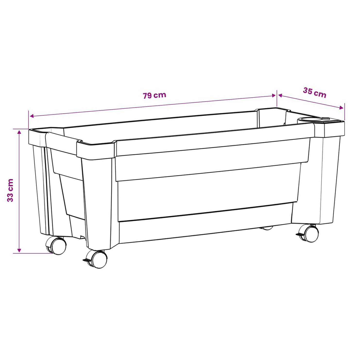 Calypso plantenbak met wielen Antracietkleurig 79 x 35 x 33 cm