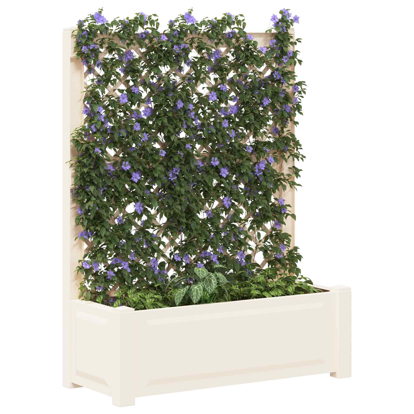 Grote plantenbak met trellis Wit 99,5 x 43 x 133,5 cm PP