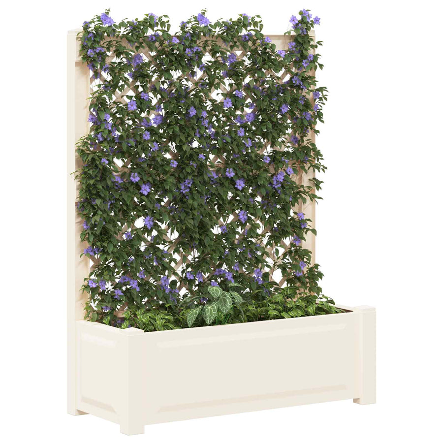Grote plantenbak met trellis Wit 99,5 x 43 x 133,5 cm PP