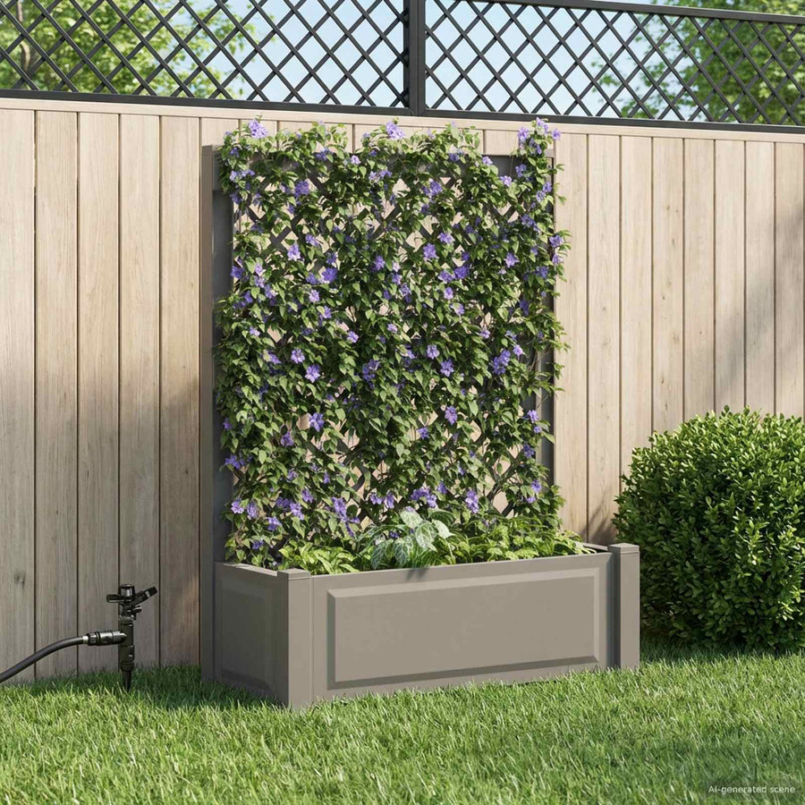 Grote plantenbak met trellis Grijs 99,5 x 43 x 133,5 cm PP