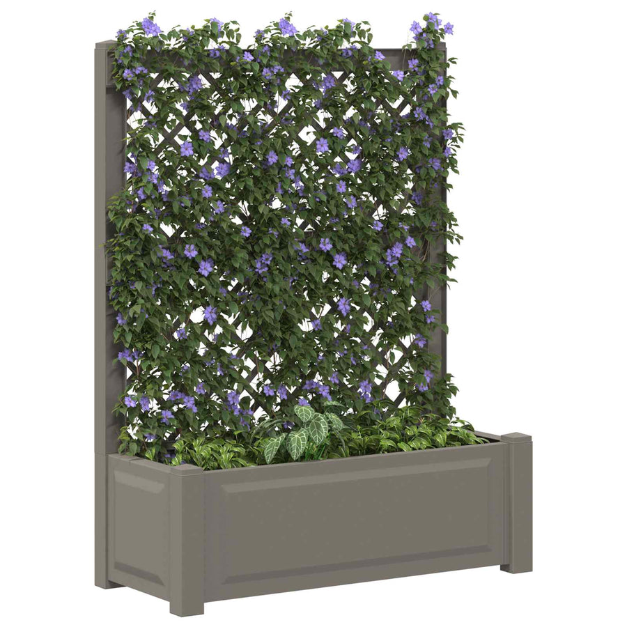 Grote plantenbak met trellis Grijs 99,5 x 43 x 133,5 cm PP