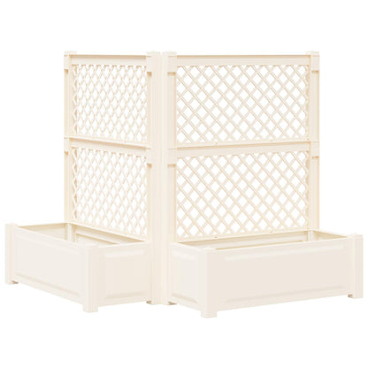 Grote plantenbak met trellis 2 pcs Wit 143 x 143 x 133,5 cm PP