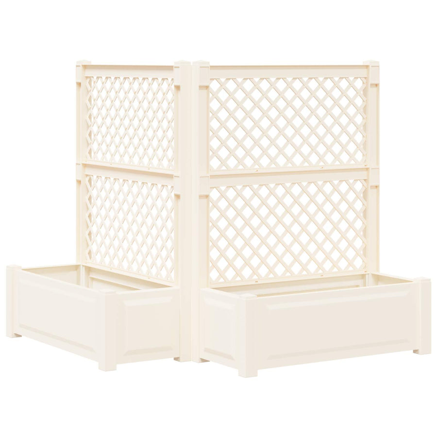 Grote plantenbak met trellis 2 pcs Wit 143 x 143 x 133,5 cm PP
