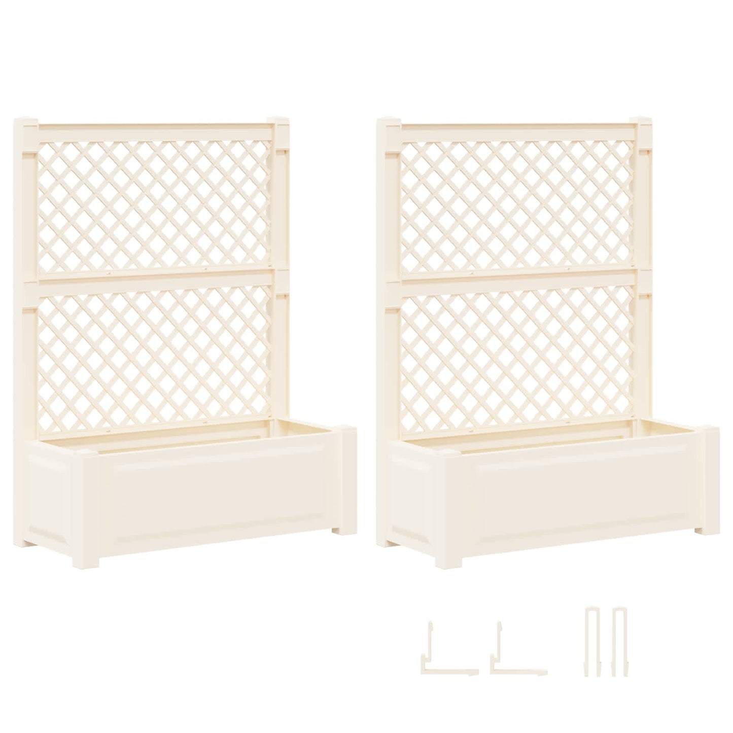 Grote plantenbak met trellis 2 pcs Wit 143 x 143 x 133,5 cm PP