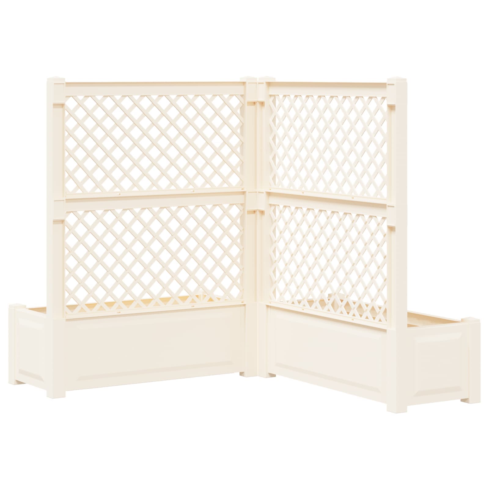 Grote plantenbak met trellis 2 pcs Wit 143 x 143 x 133,5 cm PP