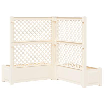Grote plantenbak met trellis 2 pcs Wit 143 x 143 x 133,5 cm PP