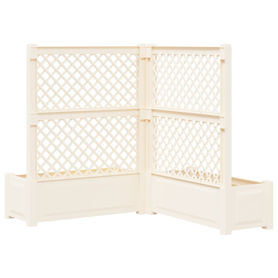 Grote plantenbak met trellis 2 pcs Wit 143 x 143 x 133,5 cm PP