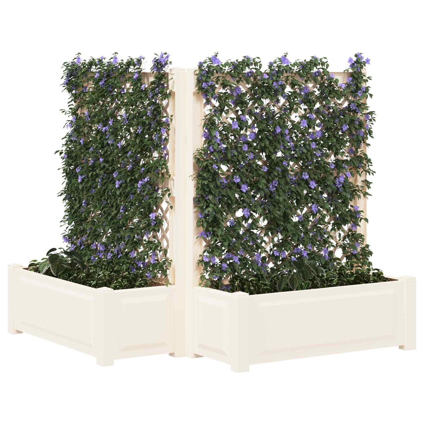 Grote plantenbak met trellis 2 pcs Wit 143 x 143 x 133,5 cm PP