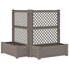 Large Planter with Trellis 2 pcs Grey 143 x 143 x 133.5 cm