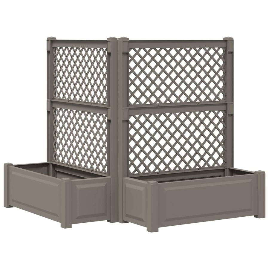 Grote plantenbak met trellis 2 pcs Grijs 143 x 143 x 133,5 cm