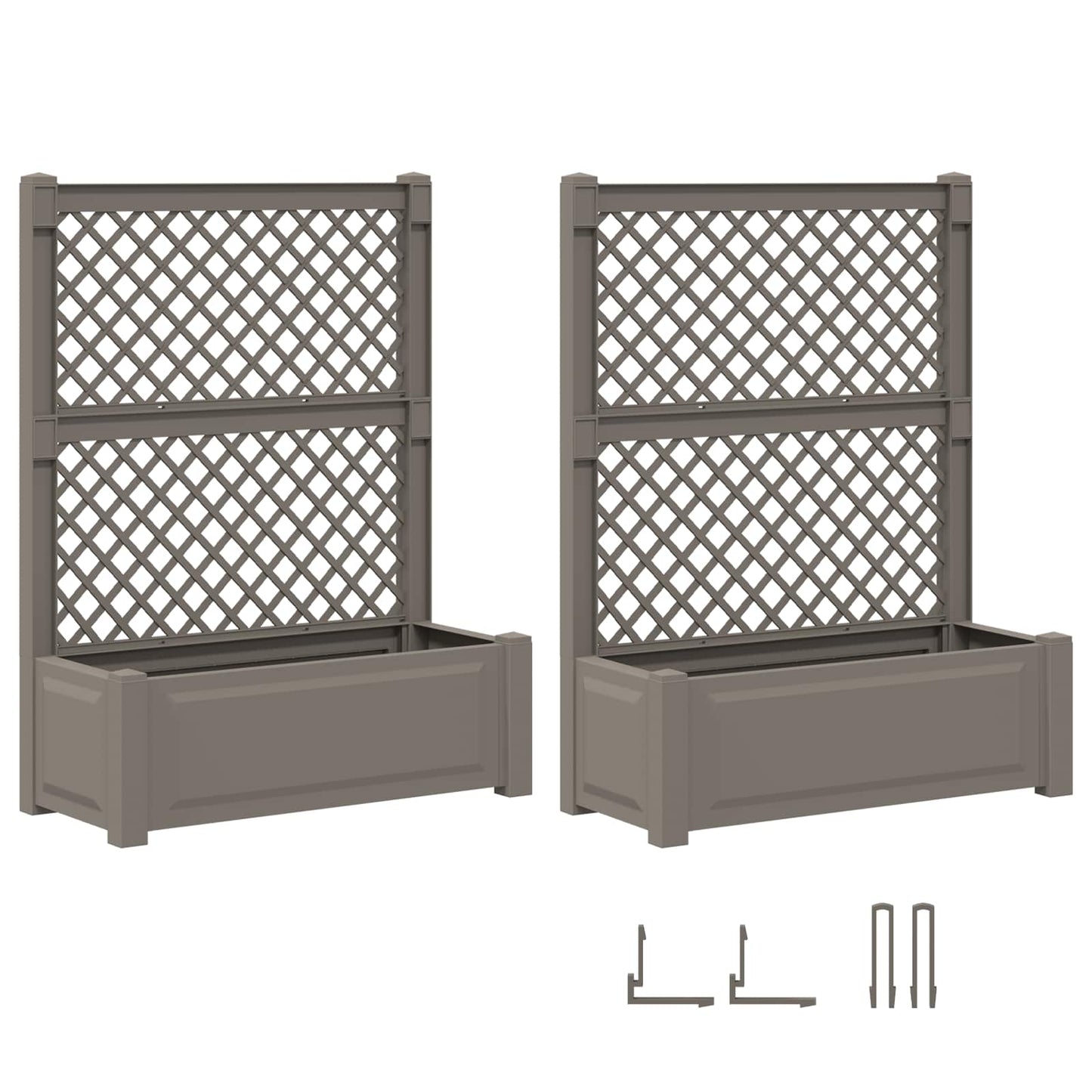 Grote plantenbak met trellis 2 pcs Grijs 143 x 143 x 133,5 cm