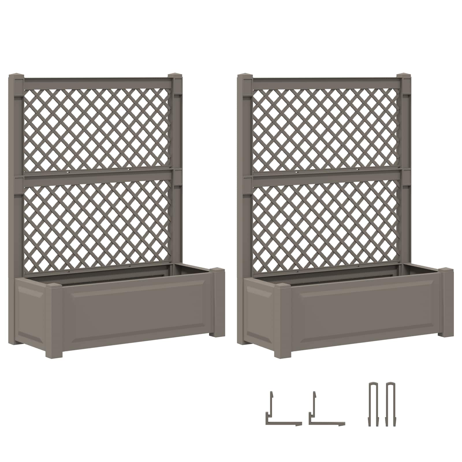 Grote plantenbak met trellis 2 pcs Grijs 143 x 143 x 133,5 cm
