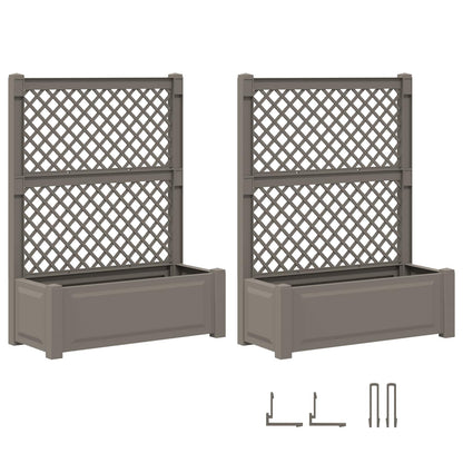 Grote plantenbak met trellis 2 pcs Grijs 143 x 143 x 133,5 cm