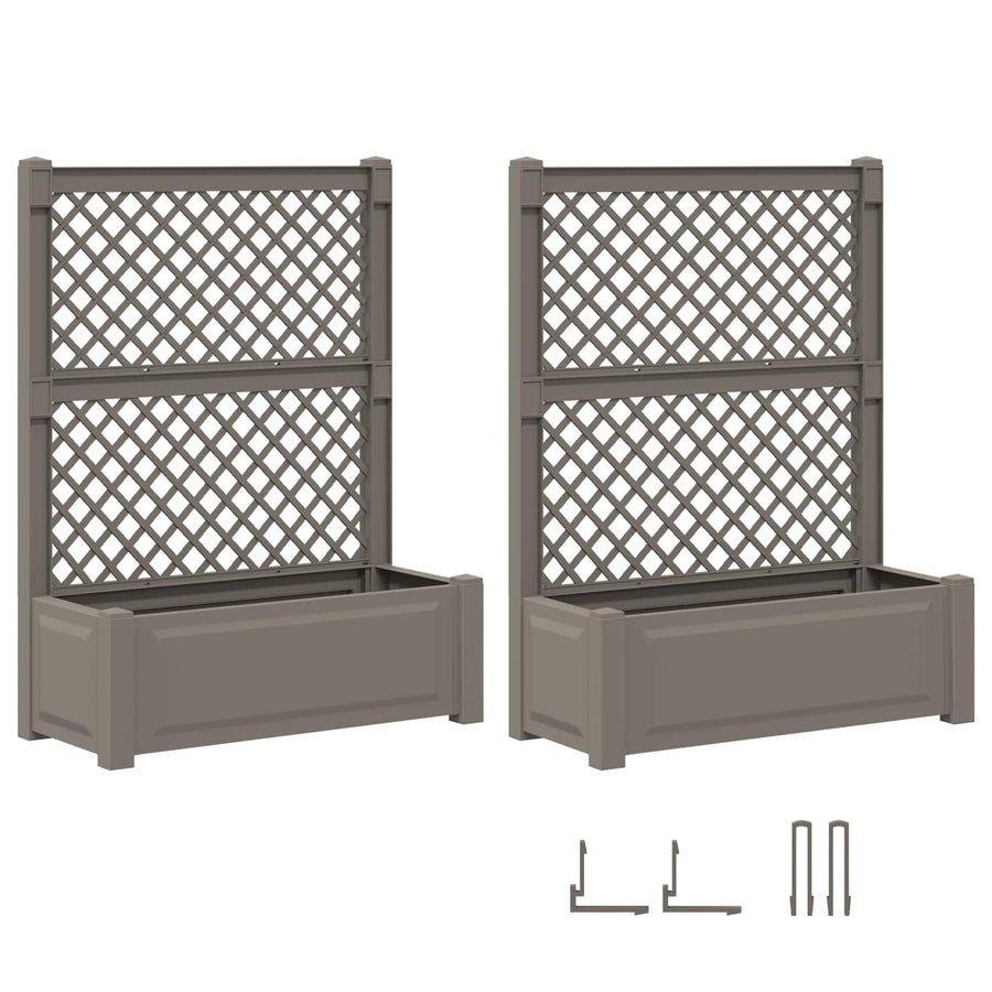 Grote plantenbak met trellis 2 pcs Grijs 143 x 143 x 133,5 cm