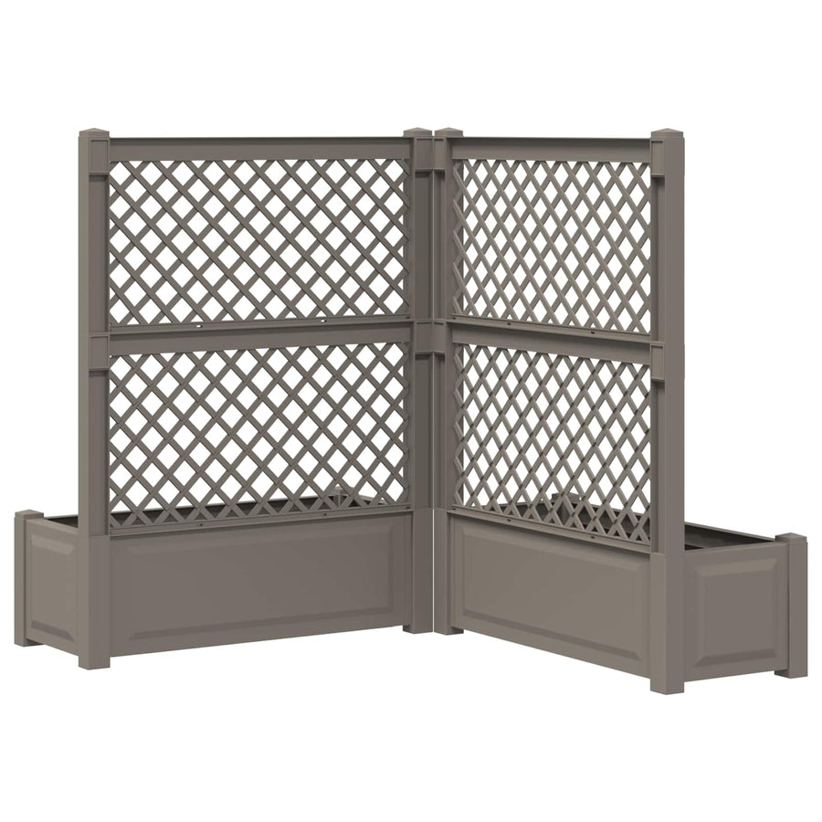 Grote plantenbak met trellis 2 pcs Grijs 143 x 143 x 133,5 cm