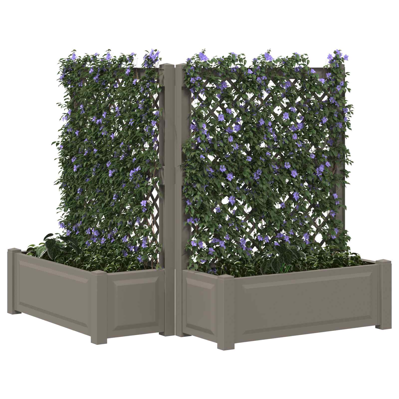 Grote plantenbak met trellis 2 pcs Grijs 143 x 143 x 133,5 cm
