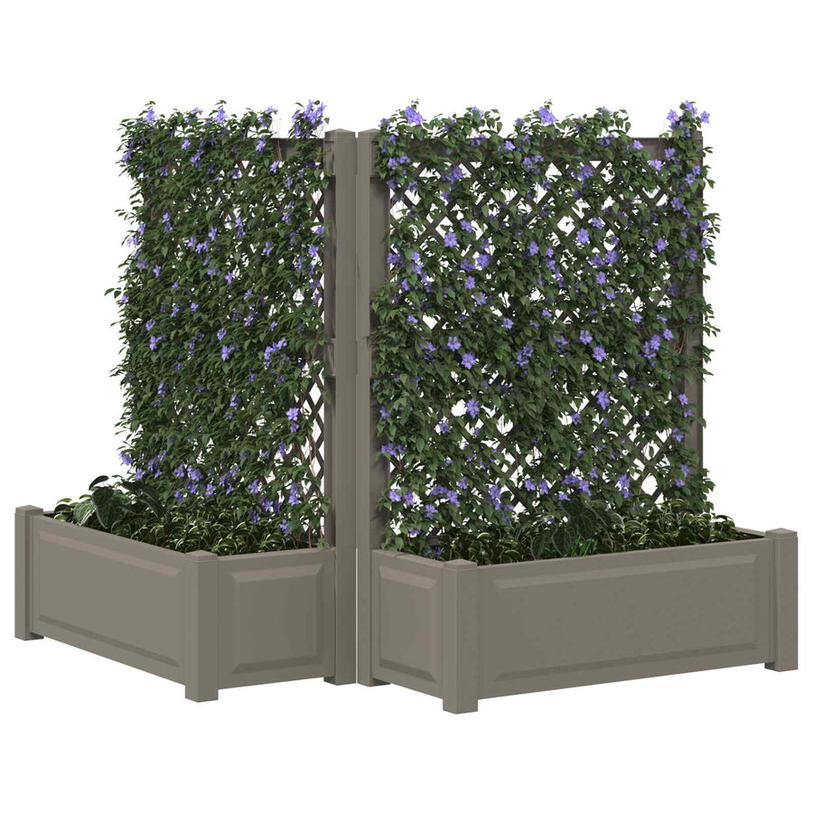 Grote plantenbak met trellis 2 pcs Grijs 143 x 143 x 133,5 cm