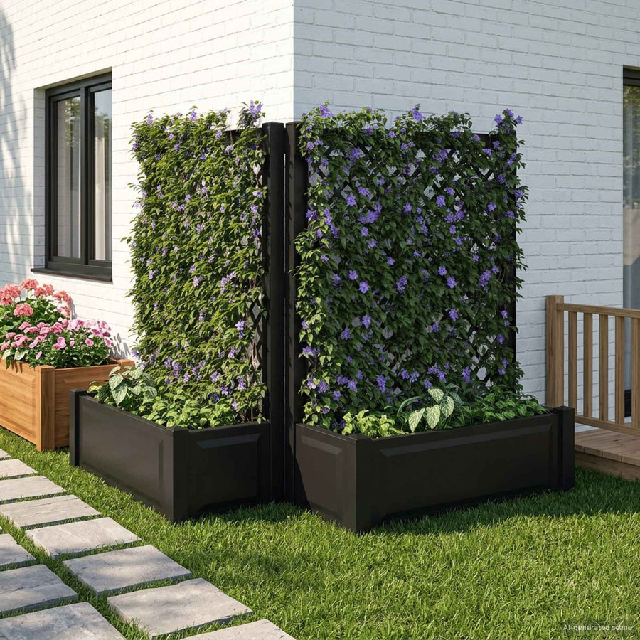 Grote plantenbak met trellis 2 pcs Antracietkleurig