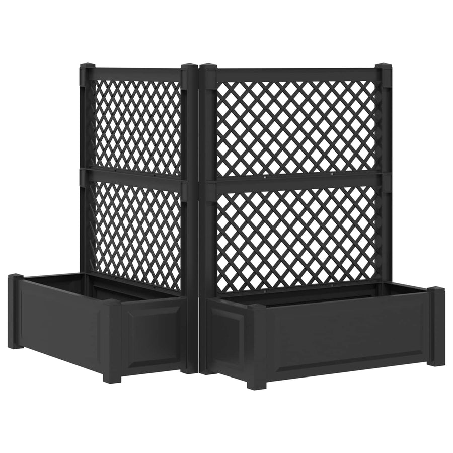 Grote plantenbak met trellis 2 pcs Antracietkleurig