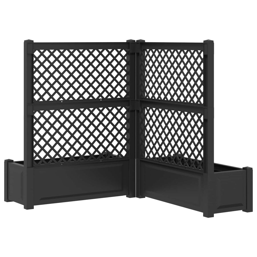 Grote plantenbak met trellis 2 pcs Antracietkleurig