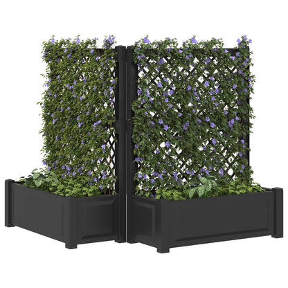 Grote plantenbak met trellis 2 pcs Antracietkleurig