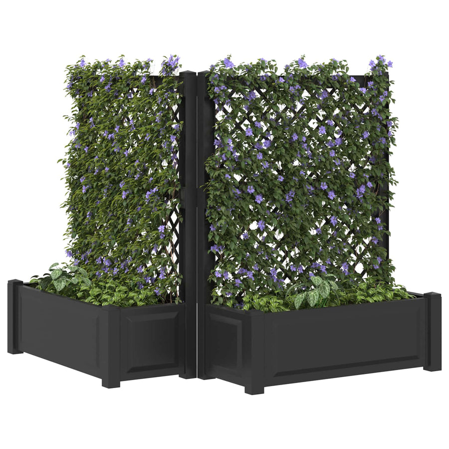 Grote plantenbak met trellis 2 pcs Antracietkleurig