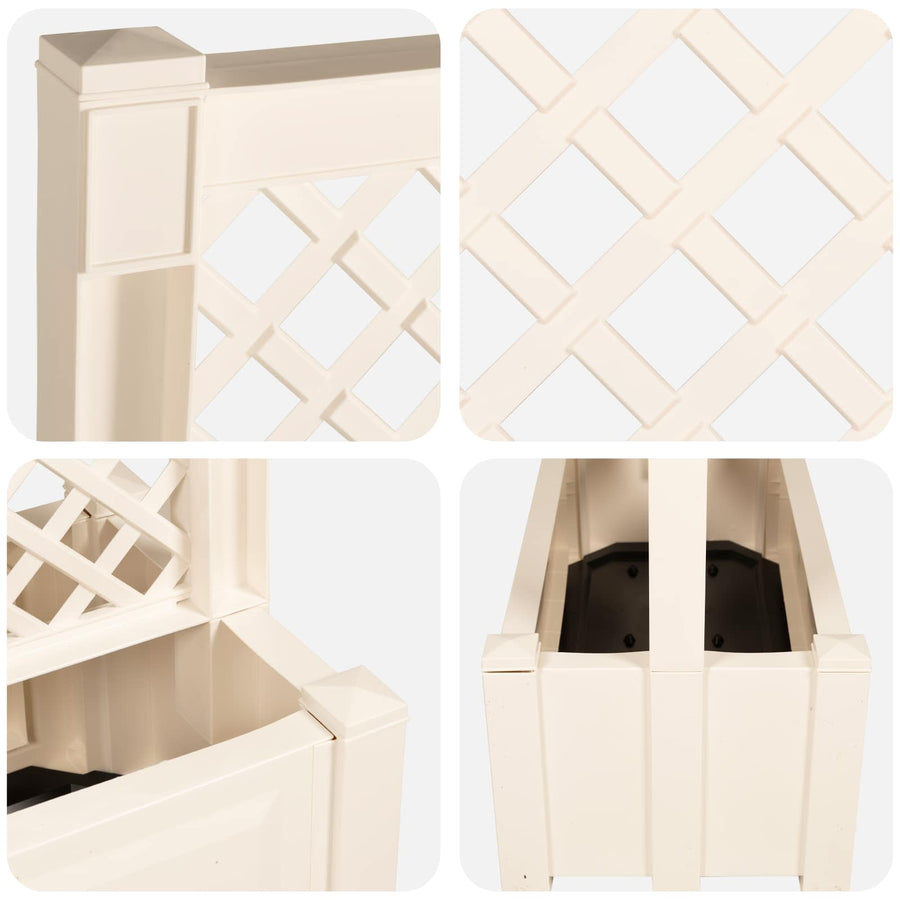 Grote planter met trellis Wit 99,5 x 43 x 133,5 PP