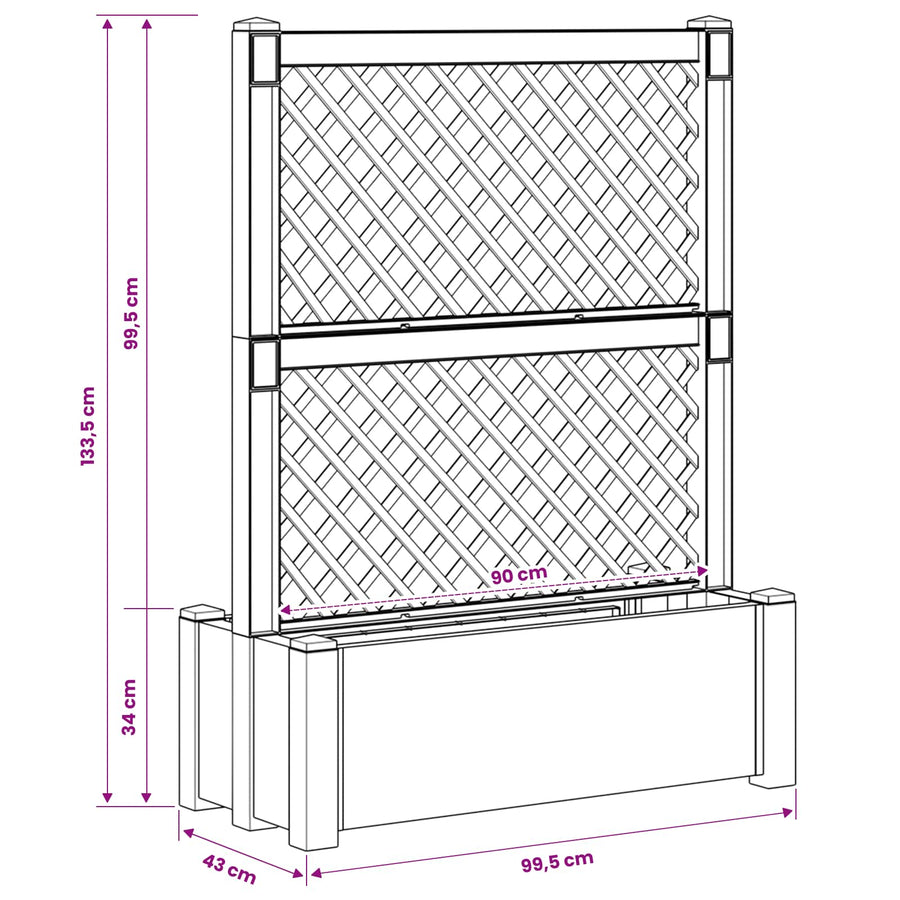 Grote planter met trellis Wit 99,5 x 43 x 133,5 PP