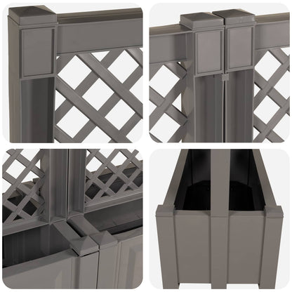 Grote planter met trellis 2 pcs Grijs 200 x 43 x 133,5 cm PP