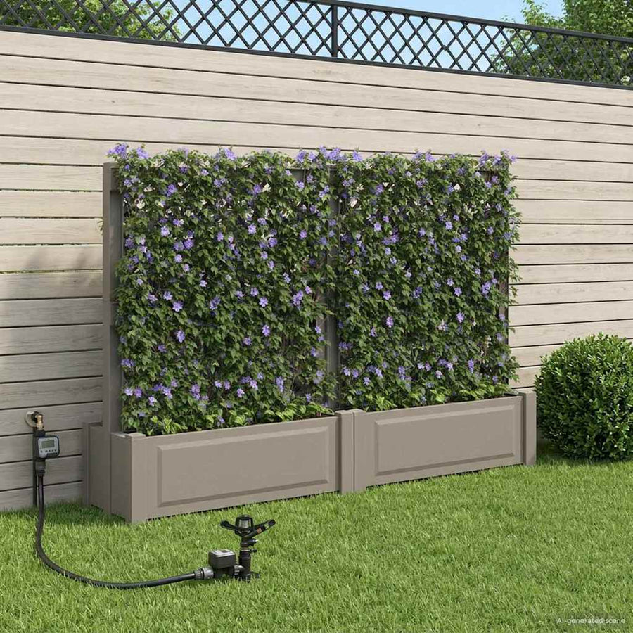 Grote planter met trellis 2 pcs Grijs 200 x 43 x 133,5 cm PP