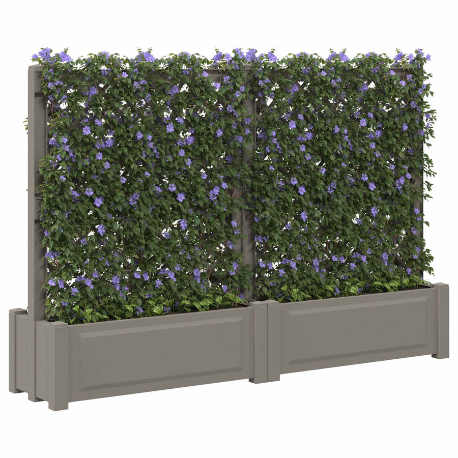 Grote planter met trellis 2 pcs Grijs 200 x 43 x 133,5 cm PP