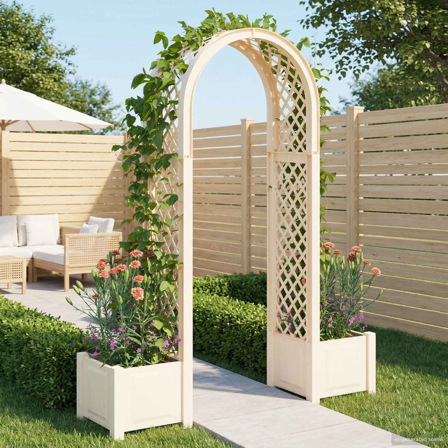 Rozenboog met planter Wit 168,5 x 43 x 207 cm PP