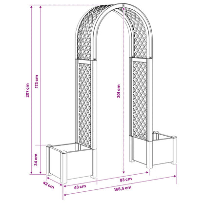 Rozenboog met planter Wit 168,5 x 43 x 207 cm PP