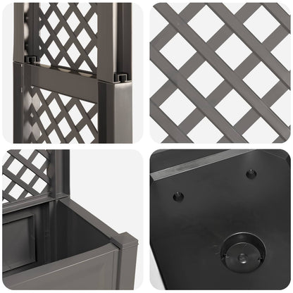 Rozenboog met planter Grijs 168,5 x 43 x 207 cm PP