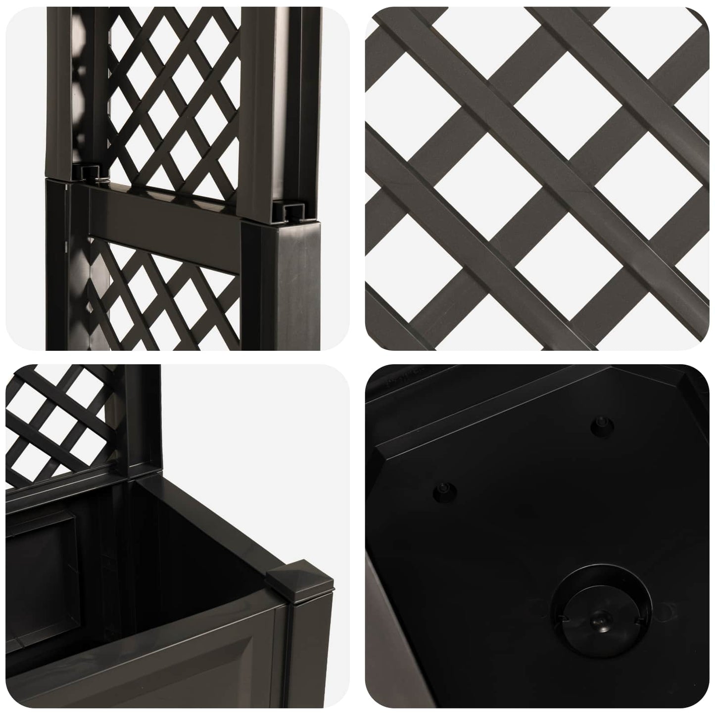 Rozenboog met planter Antracietkleurig 168,5 x 43 x 207 cm PP
